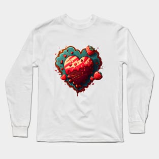 Sweet Valentine's Day Heart Cake Design Long Sleeve T-Shirt